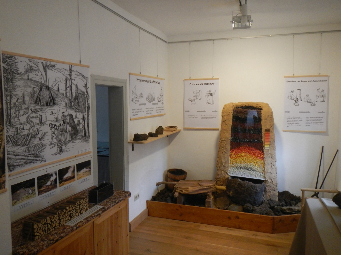 Einblick in den Raum der Dauerausstellung zur historischen Eisnegewinnung